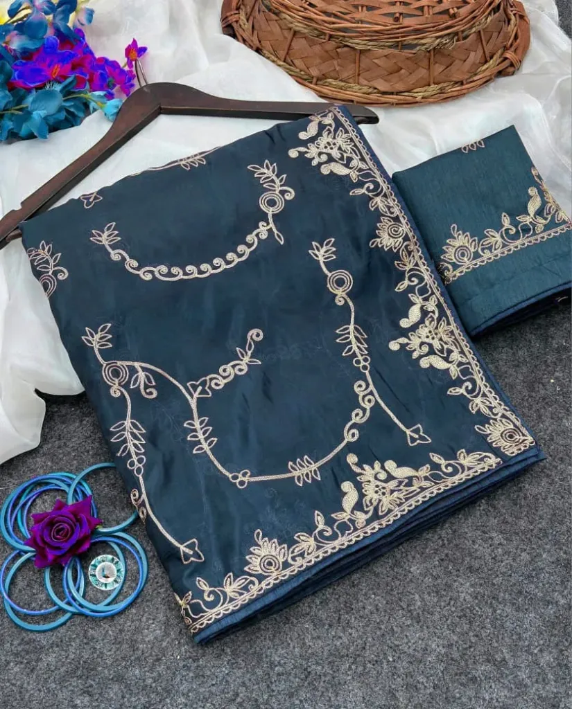 Beautiful multi jaal  rich pallu …Boder  designer saree with piping work border  all in saree