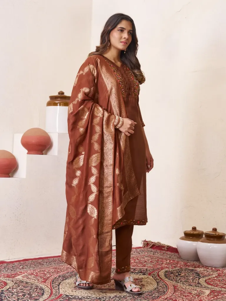 Roman Silk Kurti with Multi Embroidery Sequins With Hand Work